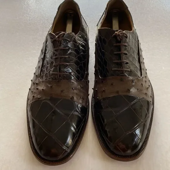 MAURI Men’s Genuine Alligator Leather Oxfords Size 11 M. Made in Italy. - Picture 11 of 11